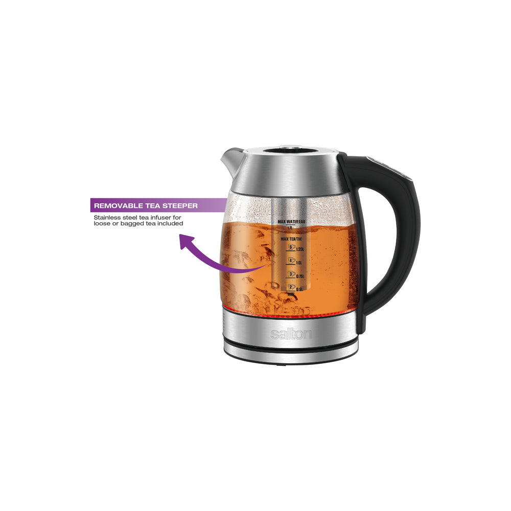 Salton Variable Temperature Touch Control Kettle 1.7 L with Removable Tea Steeper